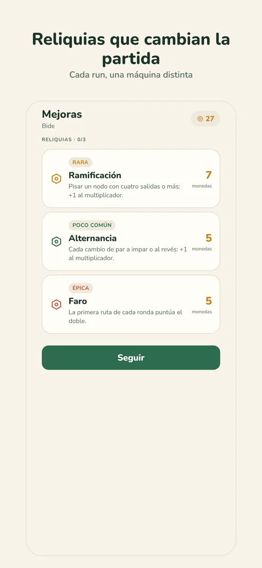 Mejoras entre rondas, con las reliquias